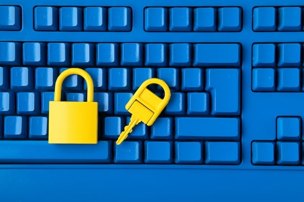 A close-up shot of a hand typing on a keyboard with a padlock symbol superimposed on the screen, representing data security. The focus is on the fingers and the keyboard keys, with a shallow depth of field to blur the background. The lighting is dim and moody, creating a sense of intrigue and danger.