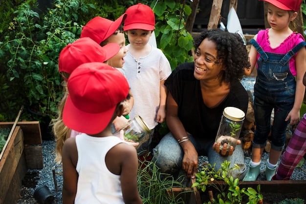 A diverse group of children participating in activities at a Head Start program, with a teacher interacting with them. The image emphasizes the educational aspect and inclusive environment.