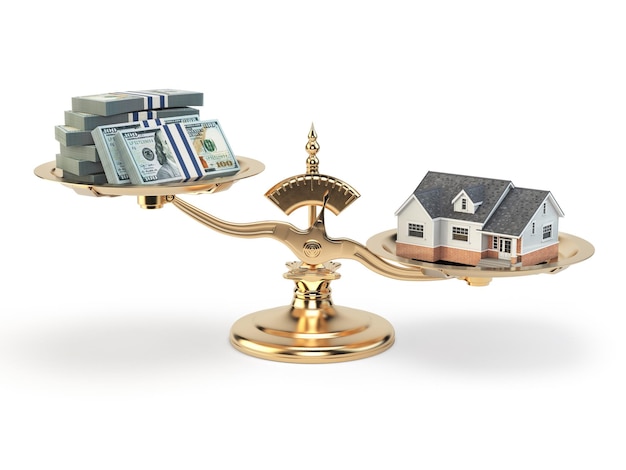 A balanced scale visually representing asset allocation, with various asset classes (stocks, bonds, real estate, commodities, and cash) placed on either side. The scale is slightly tilted to show a strategic overweighting of assets expected to perform well during inflation, demonstrating the importance of diversification in managing inflationary risks.