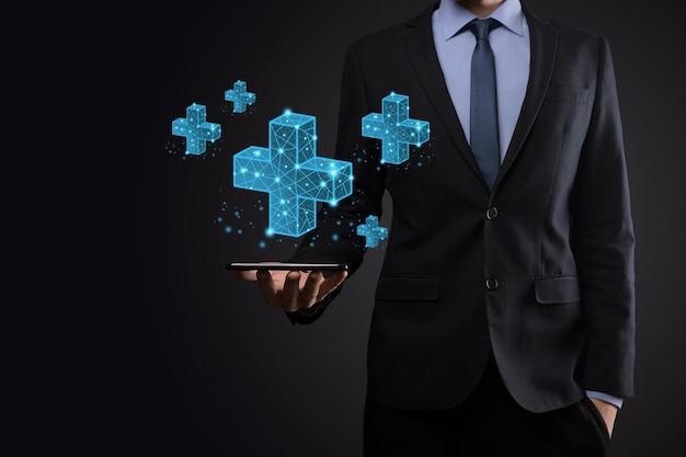 A conceptual image showing a business executive looking at a complex data flow chart on a screen, with puzzle pieces representing different aspects of cybersecurity compliance.