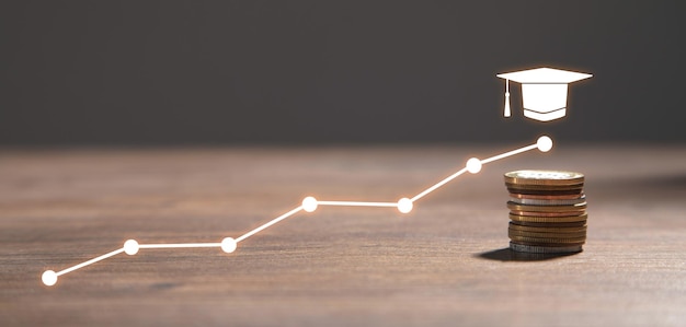A graph showing the rising costs of tuition for master's degrees over the past decade, contrasted with average salary increases for master's degree holders. The graph should highlight the breakeven point where the investment starts to pay off.