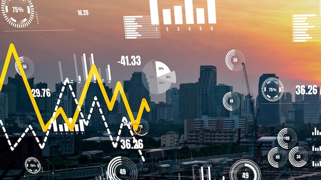 A dashboard displaying various economic indicators, such as GDP growth, inflation rate, unemployment rate, and consumer confidence index, with trend lines indicating potential downturns.